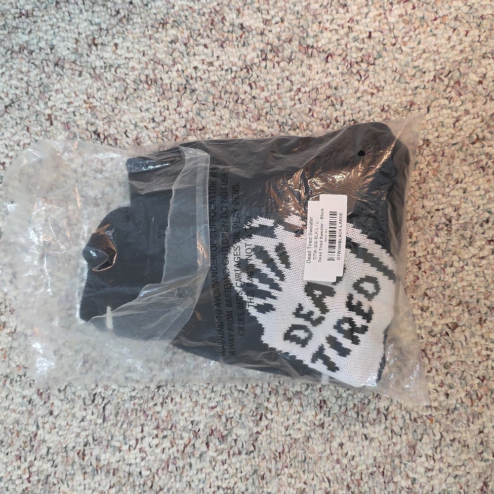 NWT Dead Tired Coffee Knit Tombstone Unique Halloween Sweater - Picture 11 of 13